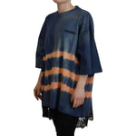 Dsquared² Blue Cotton Tie Dye Short Sleeves Lace T-shirt TSH83392-38