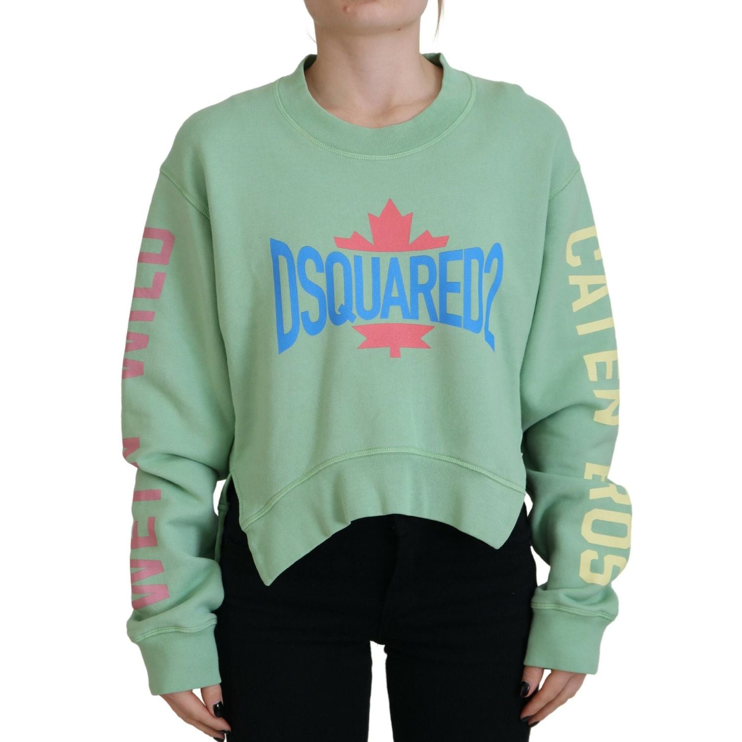 سترة Dsquared² ذات رقبة دائرية وأكمام طويلة مطبوعة بشعار أخضر