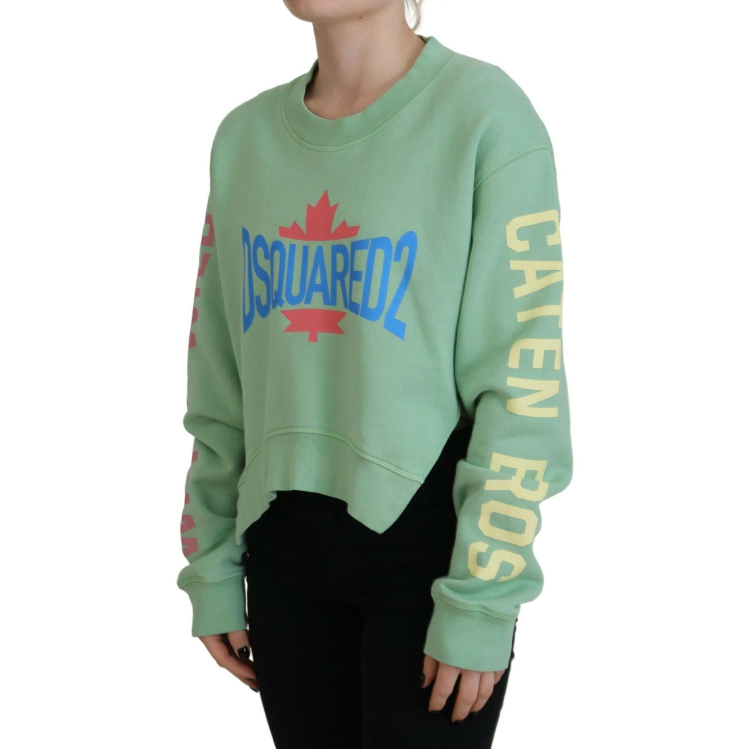 سترة Dsquared² ذات رقبة دائرية وأكمام طويلة مطبوعة بشعار أخضر