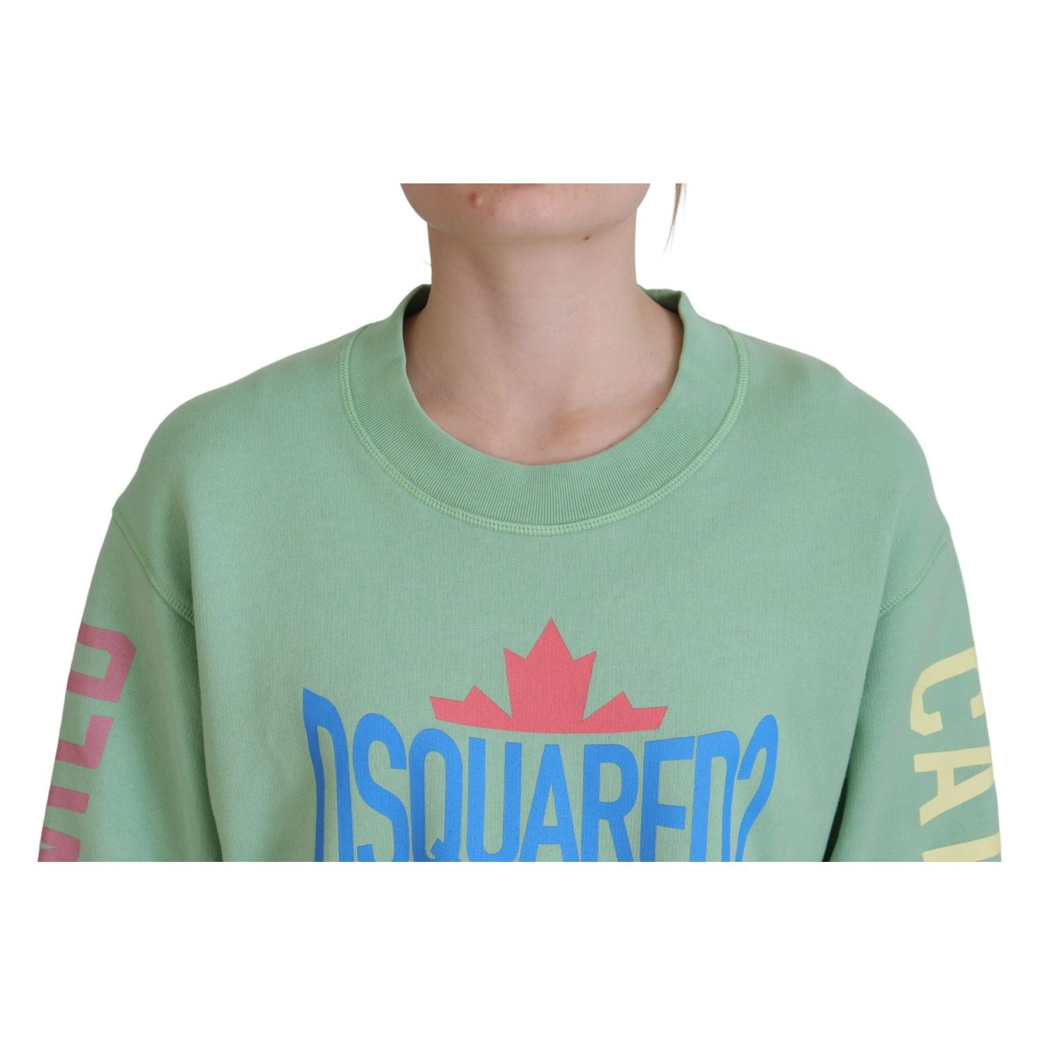 سترة Dsquared² ذات رقبة دائرية وأكمام طويلة مطبوعة بشعار أخضر