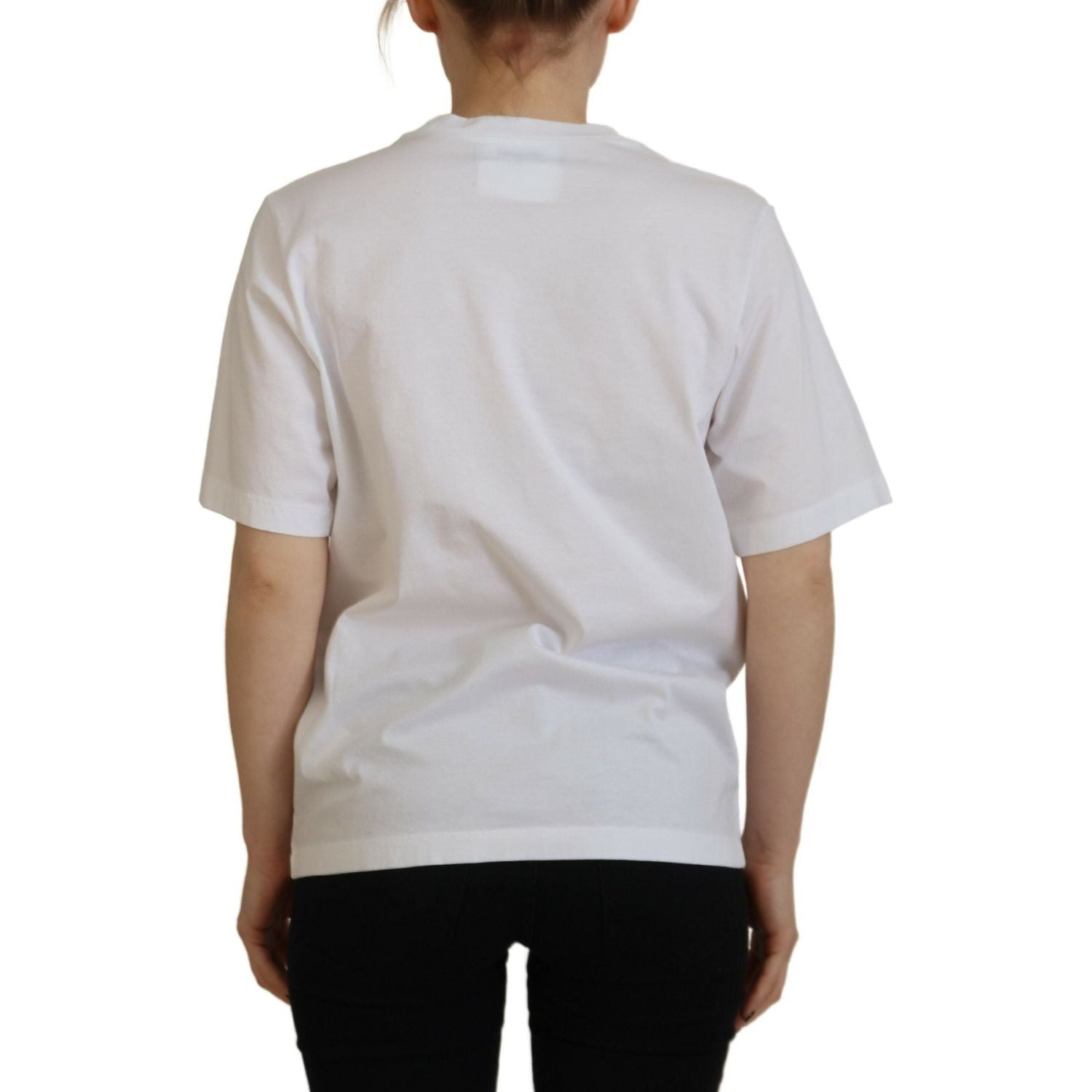 تي شيرت Dsquared² Icon East Tee أبيض من القطن اللامع برقبة دائرية