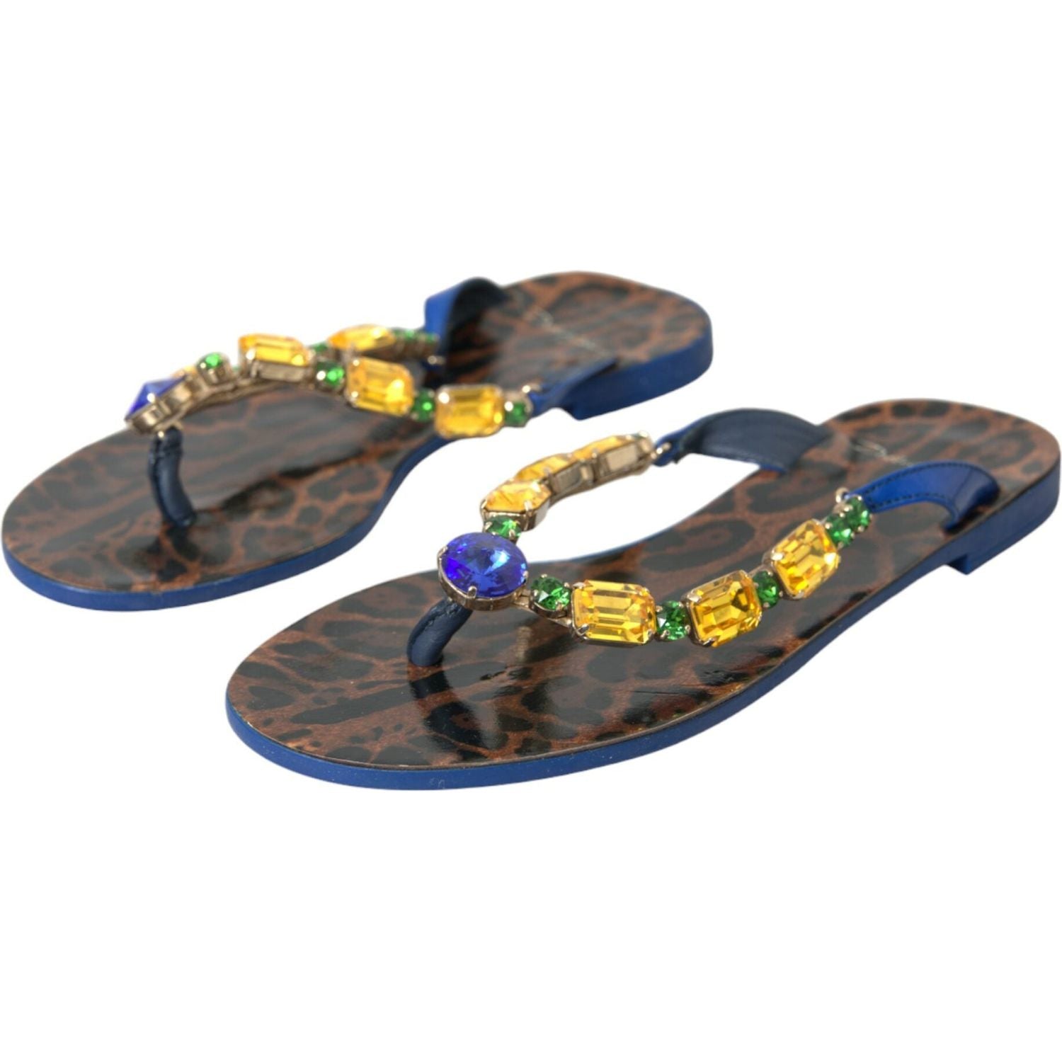 حذاء شاطئ من جلد العجل باللون الأزرق من دولتشي آند غابانا