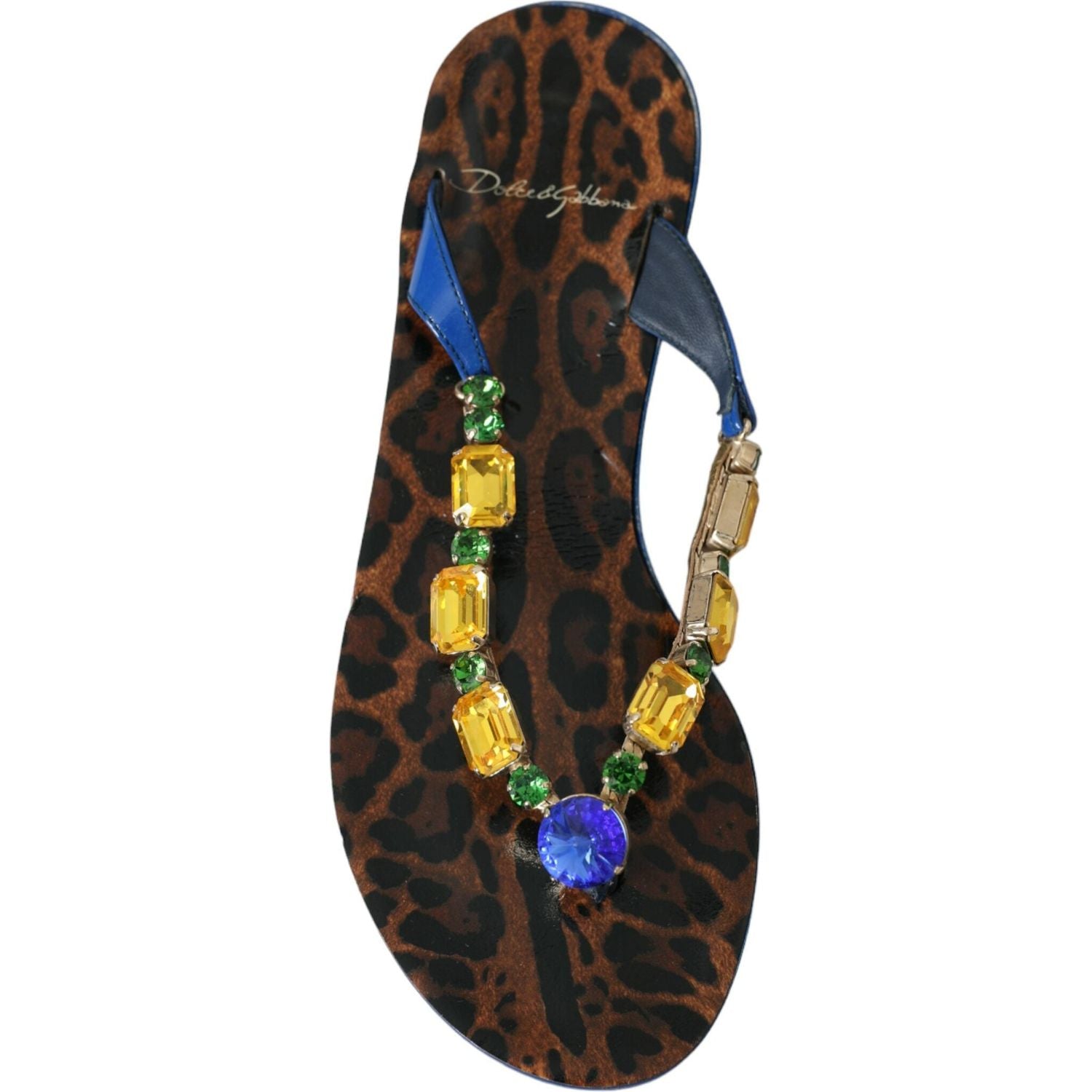 حذاء شاطئ من جلد العجل باللون الأزرق من دولتشي آند غابانا