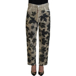 Dsquared² Beige Leaves Cotton High Waist Denim Jeans Boston Dsquared² Dim Gray