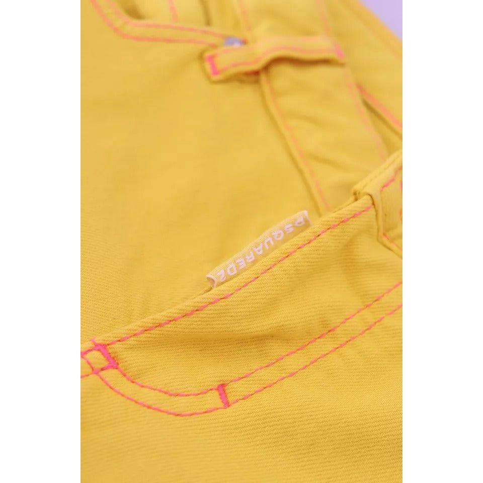 Dsquared² Yellow Cotton Low Waist Cropped Jennifer Denim Jeans PAN74512-38