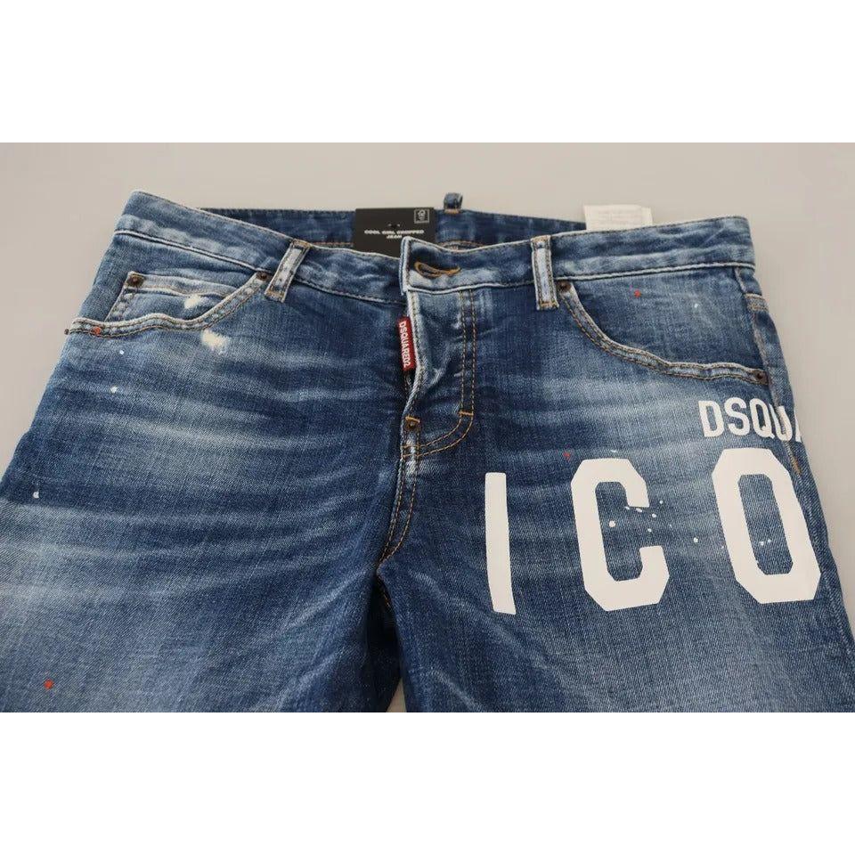 بنطلون جينز قصير بخصر منخفض من Dsquared² Blue Icon للفتيات الصغيرات
