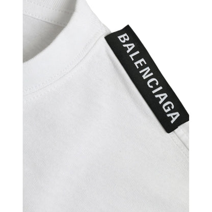 Balenciaga Off White Cotton Jersey Round Neck T-shirt
