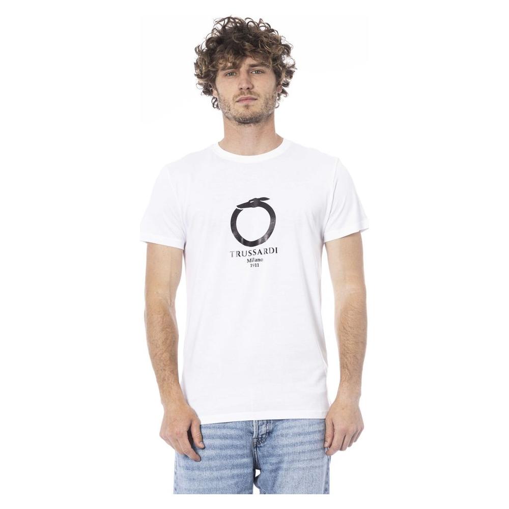 Trussardi Beachwear White Cotton T-Shirt