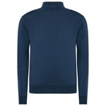 La Martina Blue Wool Men Sweater with Half Zip Closure