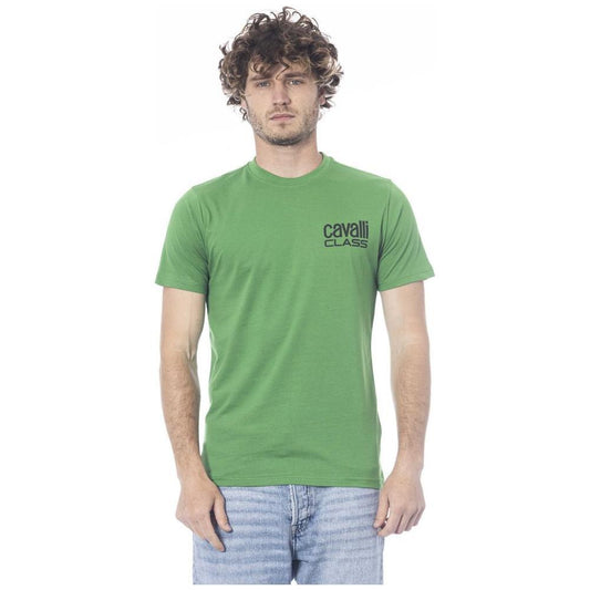 Cavalli Class Green Cotton Men T-Shirt CA-24371-M