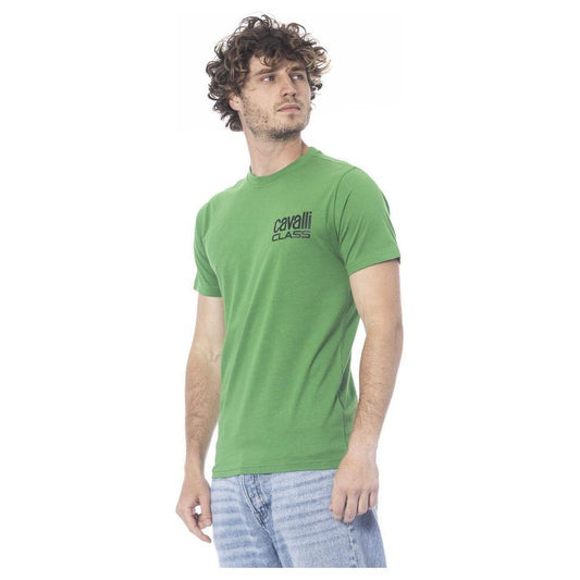 Cavalli Class Green Cotton Men T-Shirt CA-24371-M