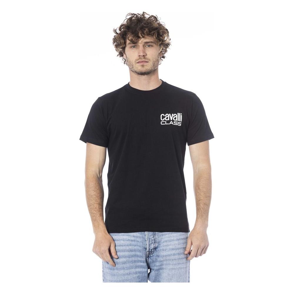 Cavalli Class Black Cotton Men T-Shirt