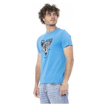 Cavalli Class Light Blue Cotton Men T-Shirt