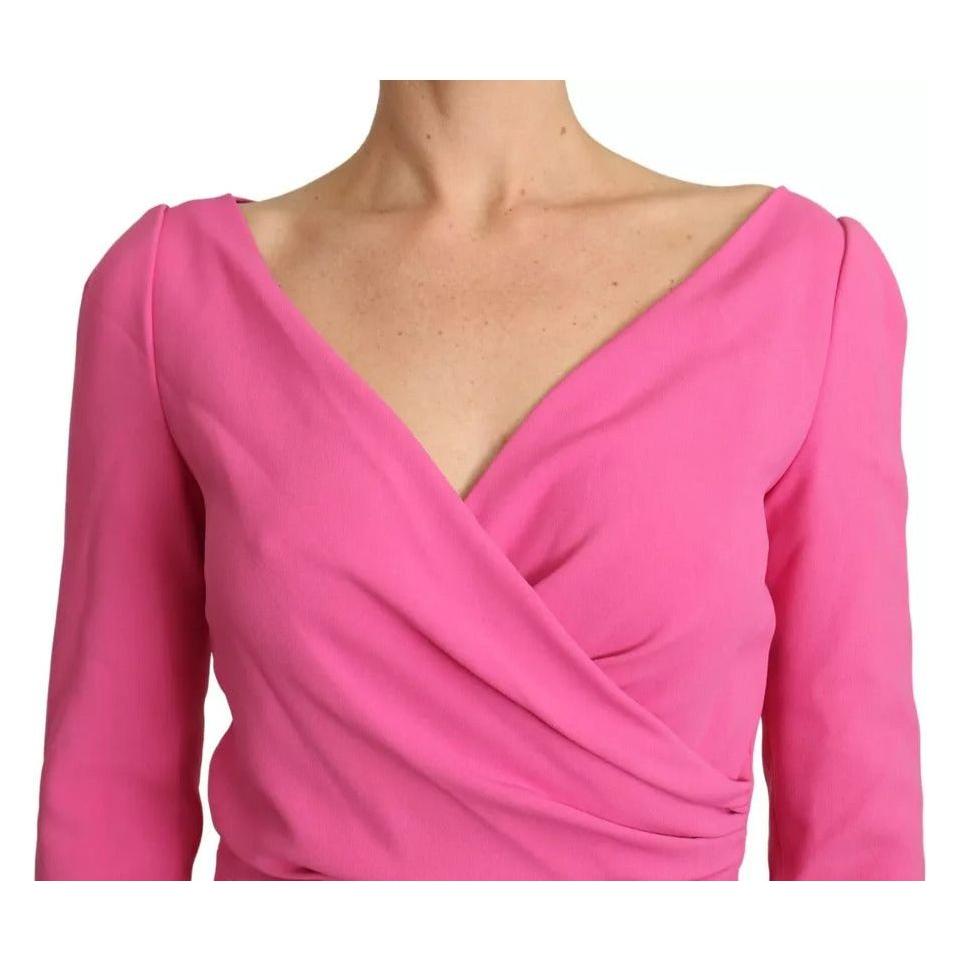 فستان قصير من الرايون من دولتشي آند غابانا باللون الوردي