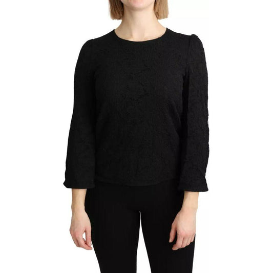 Dolce & Gabbana Black Lace Long Sleeves Blouse STAFF Top TSH4900-42
