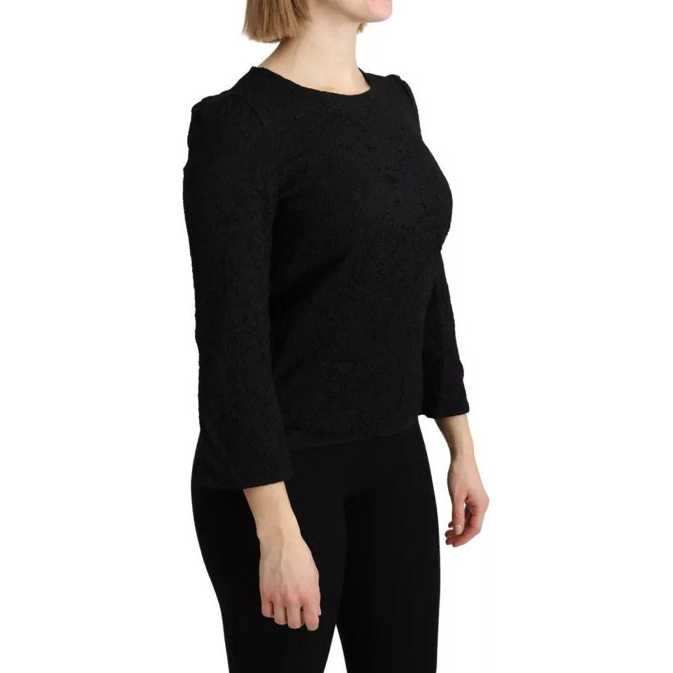 Dolce & Gabbana Black Lace Long Sleeves Blouse STAFF Top TSH4900-42