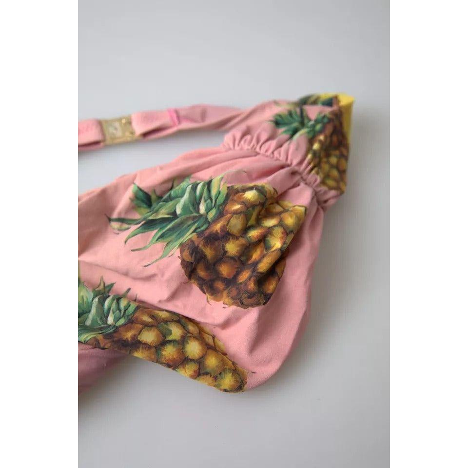 ملابس سباحة بيكيني بجزء علوي مطبوع باللون الوردي من دولتشي آند غابانا