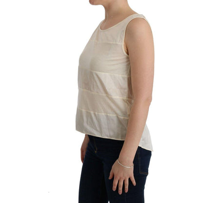 Costume National Beige Asymmetric Top Blouse 1728,67345645728,Beige,Clothing,Costume National,Material: 100% Cotton,New with tags,Sleeveless - T-Shirts - Clothing,T-Shirts - Clothing,Tops & T-Shirts - Women - Clothing,Women,Women - Clothing,XXS