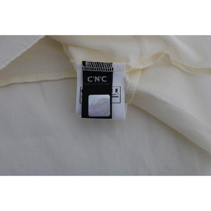 Costume National Beige Asymmetric Top Blouse 1728,67345645728,Beige,Clothing,Costume National,Material: 100% Cotton,New with tags,Sleeveless - T-Shirts - Clothing,T-Shirts - Clothing,Tops & T-Shirts - Women - Clothing,Women,Women - Clothing,XXS