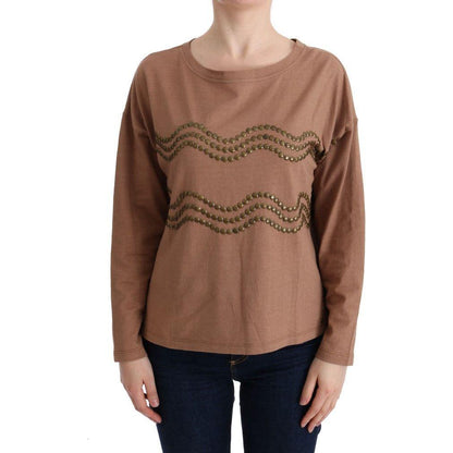 John Galliano Brown Cotton Studded Sweater 1728,67345645728,Brown,Clothing,John Galliano,Material: 100% Cotton,New with tags,S,Sweaters - Clothing,Sweaters - Women - Clothing,Sweatshirts - Sweaters - Clothing,Women,Women - Clothing,XS