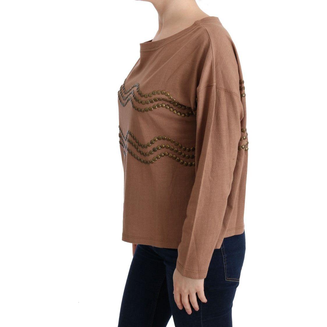 John Galliano Brown Cotton Studded Sweater 1728,67345645728,Brown,Clothing,John Galliano,Material: 100% Cotton,New with tags,S,Sweaters - Clothing,Sweaters - Women - Clothing,Sweatshirts - Sweaters - Clothing,Women,Women - Clothing,XS