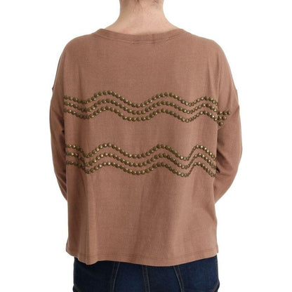 John Galliano Brown Cotton Studded Sweater 1728,67345645728,Brown,Clothing,John Galliano,Material: 100% Cotton,New with tags,S,Sweaters - Clothing,Sweaters - Women - Clothing,Sweatshirts - Sweaters - Clothing,Women,Women - Clothing,XS