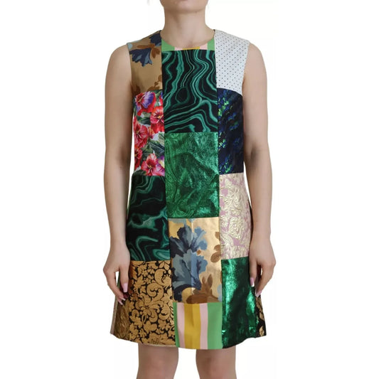 Dolce & Gabbana Multicolor Jacquard Patchwork Shift Mini Dress DR28784-40