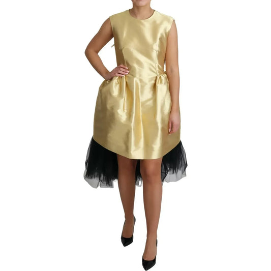 Dolce & Gabbana Polyester Gold Sleeveless A-line Tulle Dress DR2782
