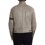 Dolce & Gabbana Beige Leather Full Zip Biker Coat Jacket JKT4052-48