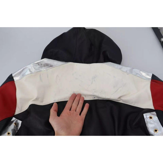 Dolce & Gabbana Black Leather Hooded Blouson Coat Jacket JKT3602-48