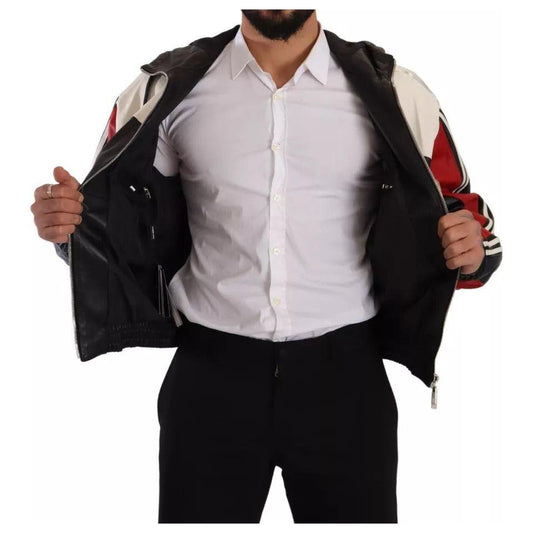 Dolce & Gabbana Black Leather Hooded Blouson Jacket JKT3032-50