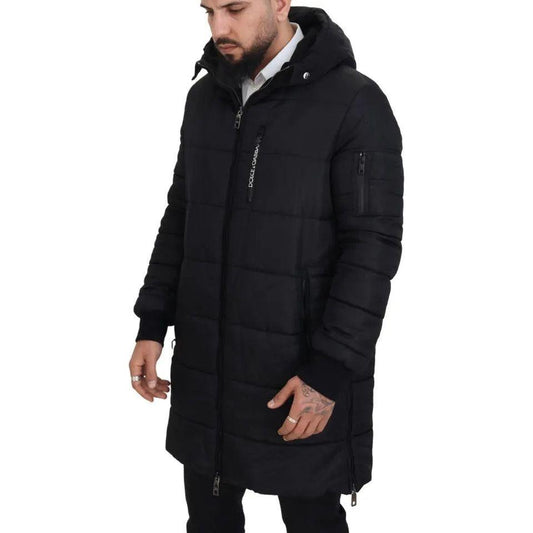 Dolce & Gabbana Black Nylon Hooded Parka Coat Winter Jacket JKT3456-46