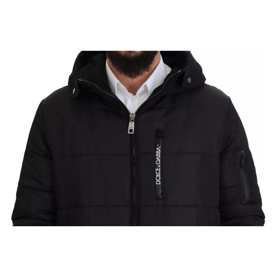 Dolce & Gabbana Black Nylon Hooded Parka Coat Winter Jacket JKT3456-46