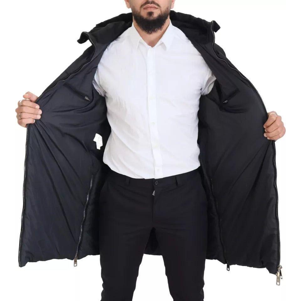 Dolce & Gabbana Black Nylon Hooded Parka Coat Winter Jacket JKT3456-46