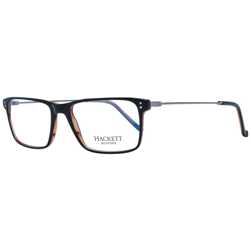 Hackett Black Men Glasses Frame, full-rim acetate rectangular design, demo lenses, 53-17-145 fit, with branded case
