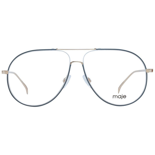 Maje Gray Women Glasses Frame, full-rim aviator style with nickel silver material, grey color, and demo lenses. Includes branded case.