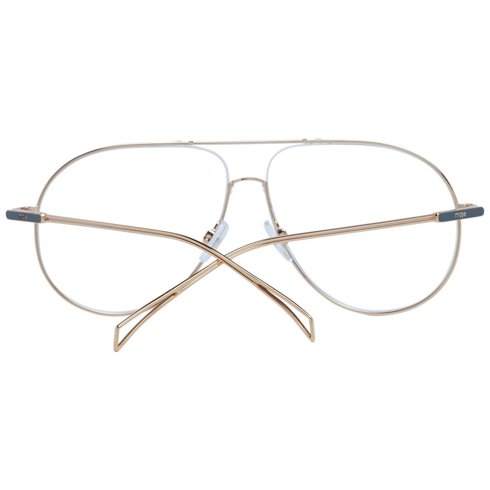 Maje Gray Women Glasses Frame, grey full-rim aviator style with nickel silver material, size 56-11-135, includes branded case.