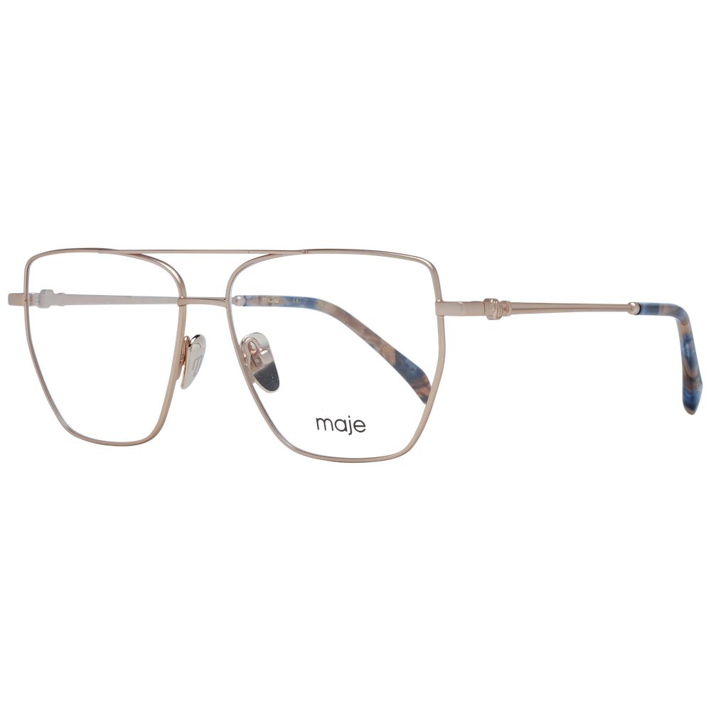 Maje Gold Women Glasses Frame, full-rim aviator style, metal material, gold color with plastic demo lenses.