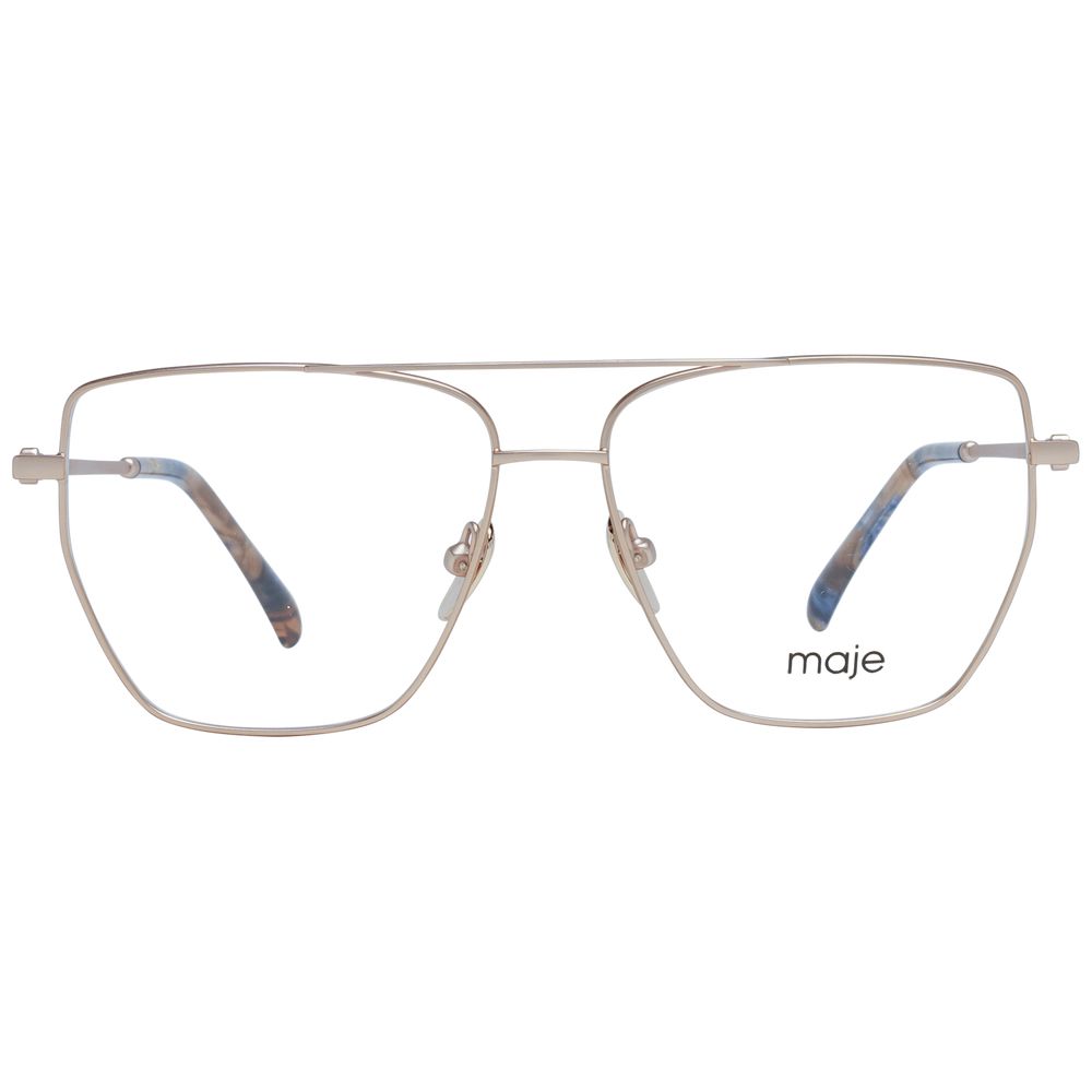 Maje Gold Women Glasses Frame in full-rim aviator style with metal frame and demo lenses, includes branded case.