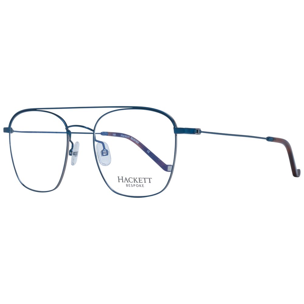 Hackett Blue Men Glasses Frame in stainless steel, full-rim aviator style with demo lenses, blue color, includes branded case, size 51-19-145.
