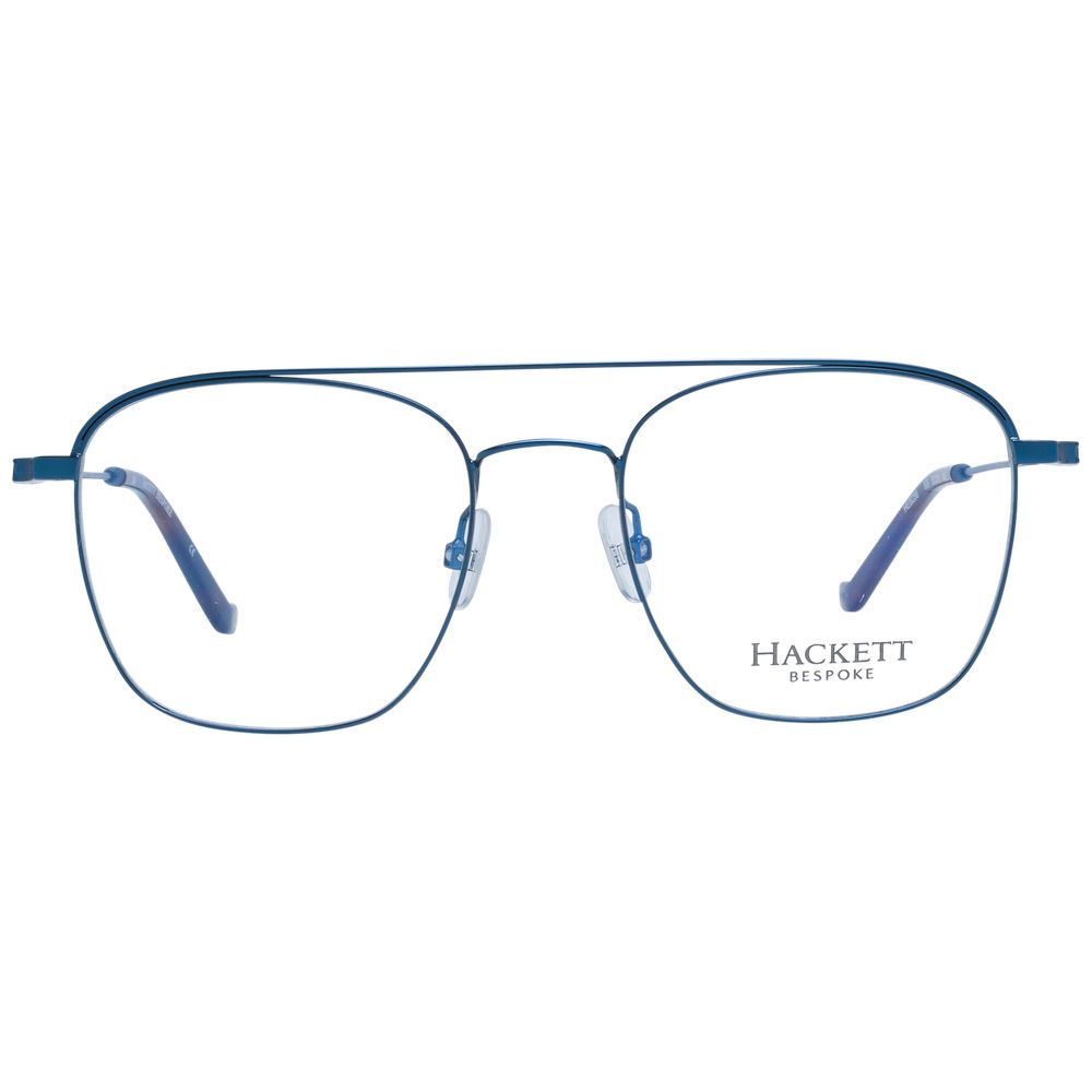 Hackett Blue Men Glasses Frame - Blue full-rim stainless steel aviator design for men, size 51-19-145, includes branded case.