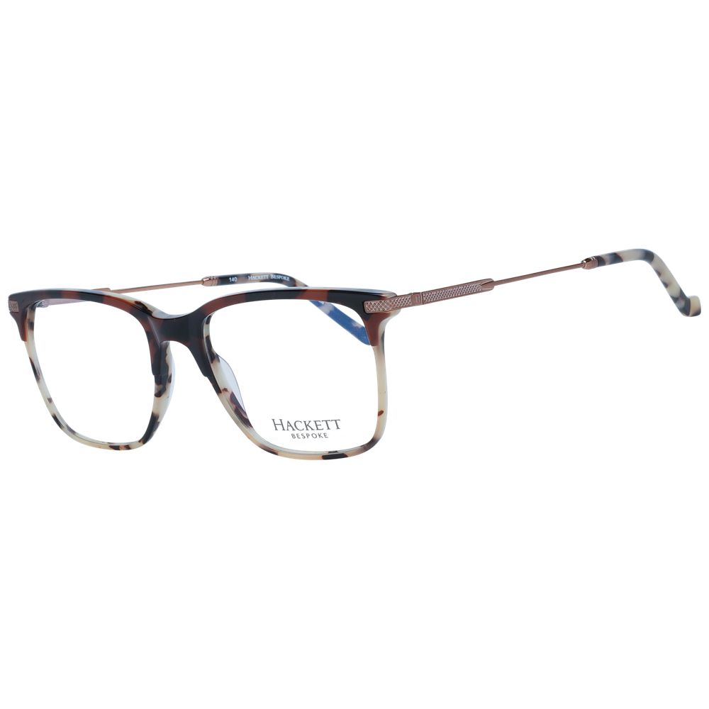 Hackett Brown Men Glasses Frame with square full-rim acetate frame, 53-18-140 size, demo lenses, and branded case included.