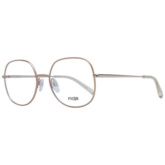 Maje Gold Women Glasses Frame in full-rim stainless steel with square design, featuring 54-18-135 size, demo lenses, and branded case.