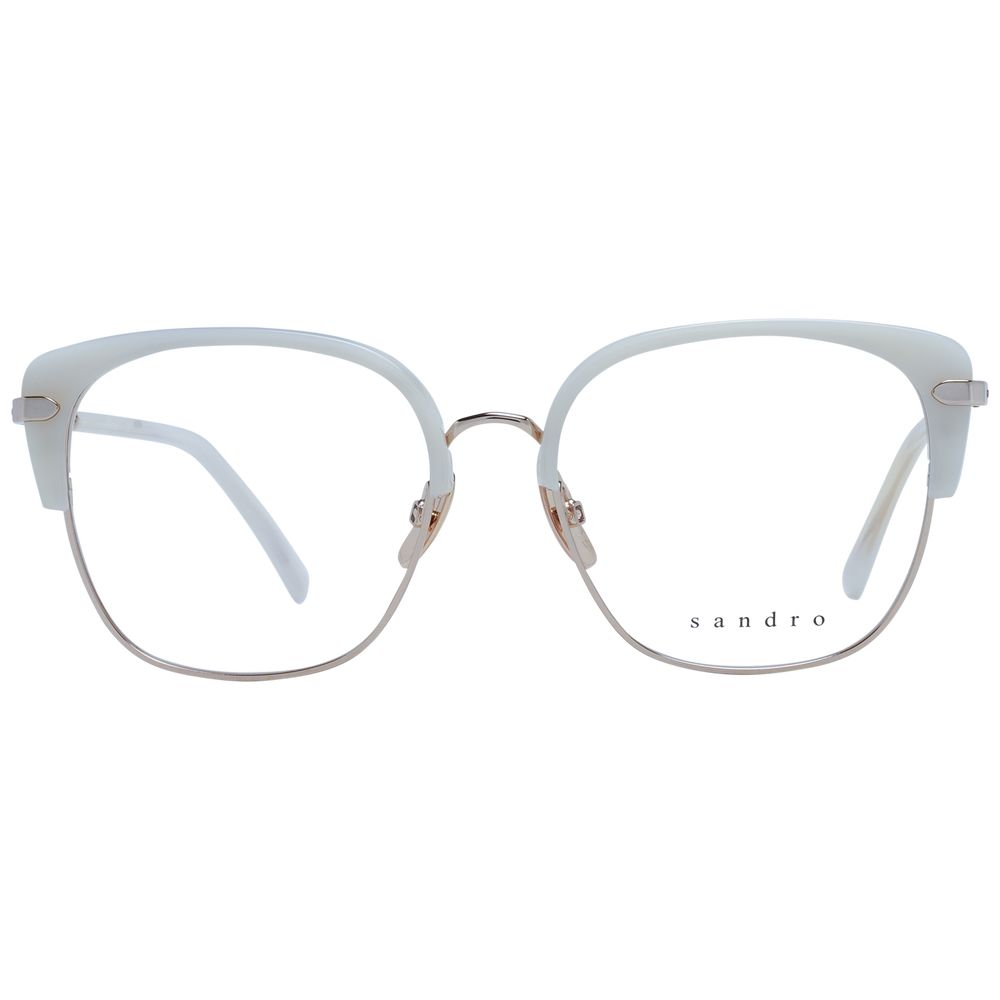 Sandro White Women Glasses Frame featuring white stainless steel and full-rim browline design with demo lenses.