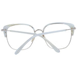 Sandro White Women Glasses Frame with stainless steel full-rim, browline style, packed in a branded case, featuring demo lenses.