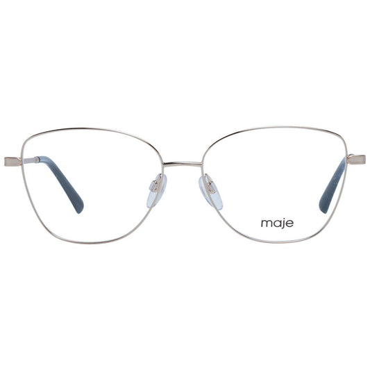 Maje Gold Women Glasses Frame full-rim stainless steel square design with demo lenses, size 54-14-135, includes branded case.