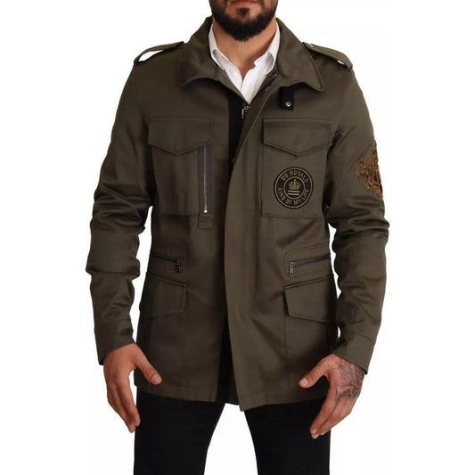Dolce & Gabbana Green Cotton DG Love Blouson Coat Jacket JKT2956-50