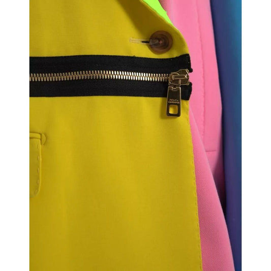 Dolce & Gabbana Multicolor Patchwork Peak Lapel Coat Jacket JKT4052-40