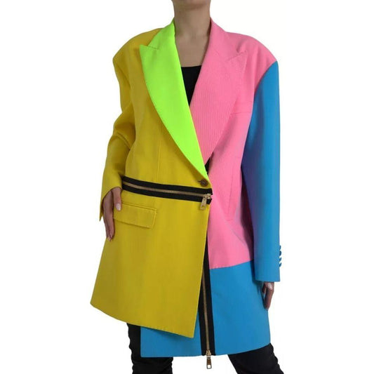 Dolce & Gabbana Multicolor Patchwork Peak Lapel Coat Jacket JKT4052-40