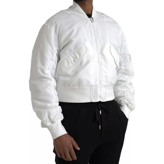Dolce & Gabbana White Bomber Long Sleeves Full Zip Jacket JKT3840-48